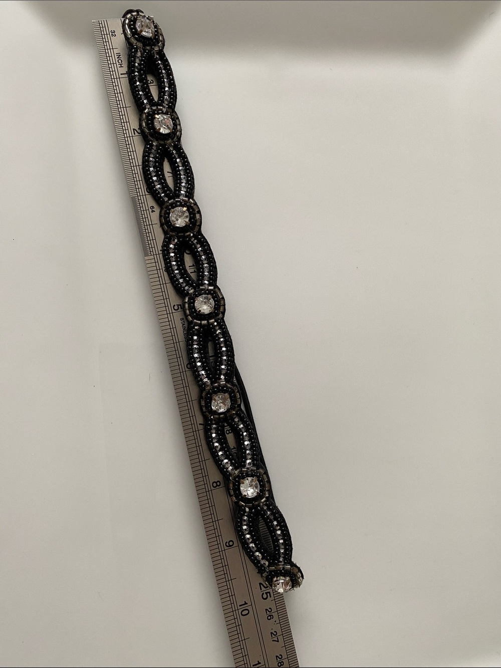 Black Crystal-Embellished Women's Headband